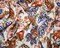 Blue-Orange-Multi Cotton-Rayon Floral Printed Lawn Woven Fabric By the Yard